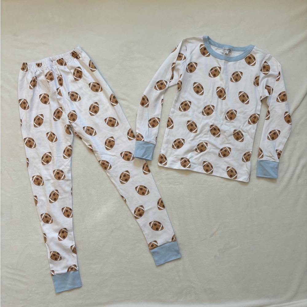 Kids Pajamas with Football Print - White and Blue